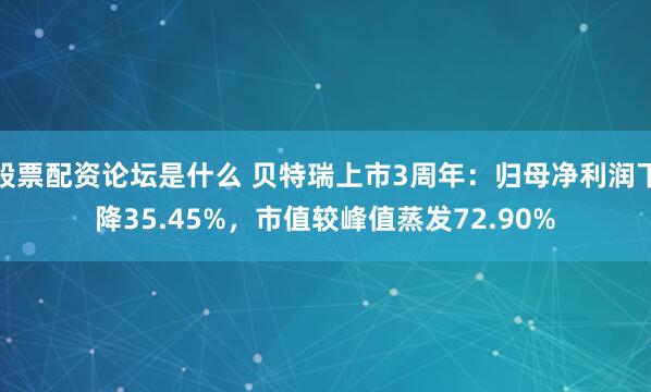 股票配资论坛是什么 贝特瑞上市3周年：归母净利润下降35.45%，市值较峰值蒸发72.90%